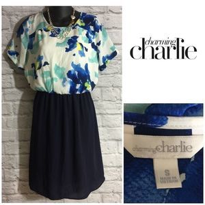 🌷 Charming Charlie Blue Floral Dress sz Small